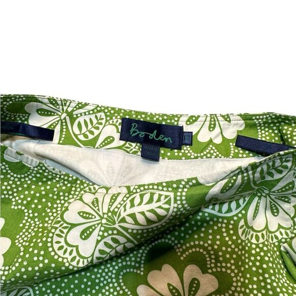 Boden Retro Floral Green & White A-Line Cotton Skirt Size 8 - Picture 9 of 10